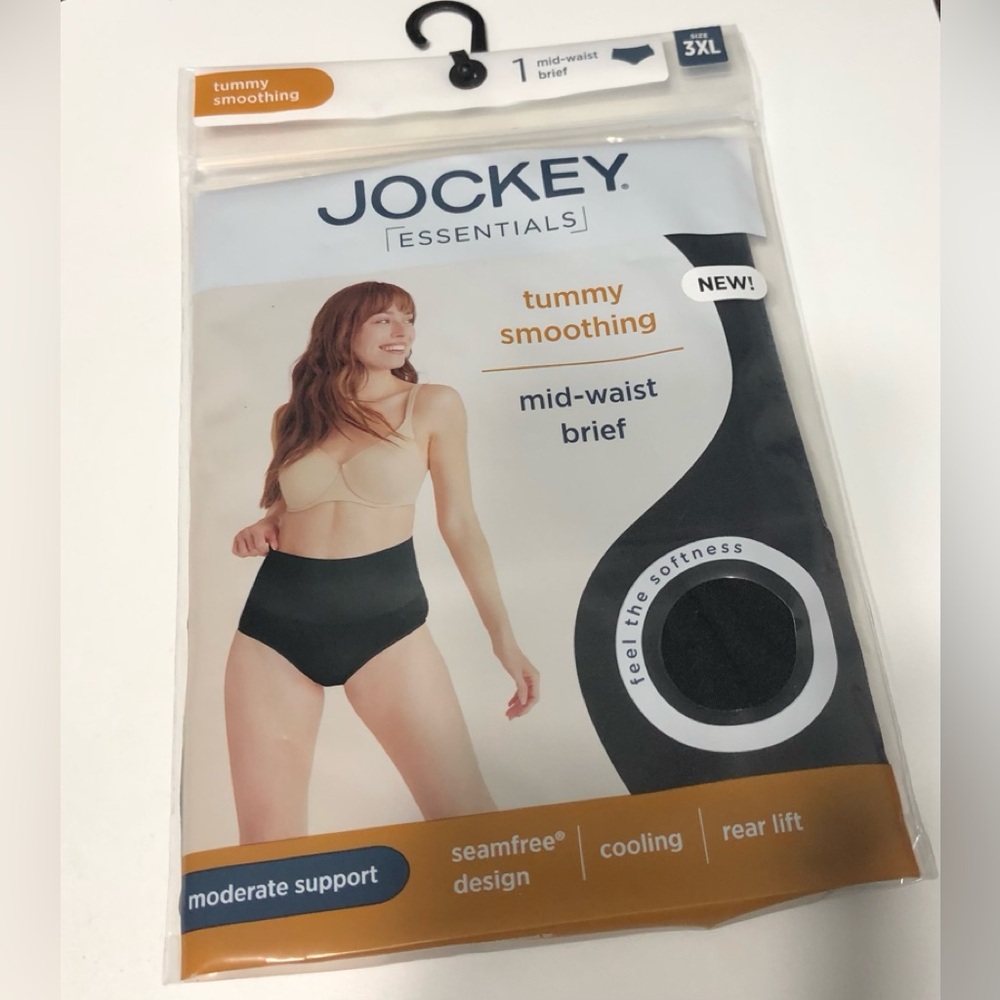 Jockey Essentials Mid-Waist Tummy Smoothing Brief - Black.3XL